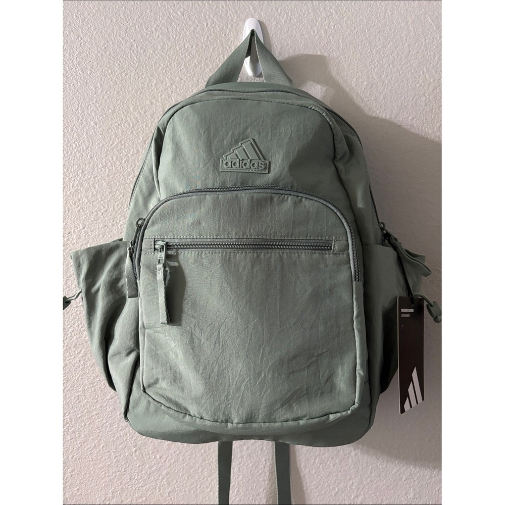 Adidas Weekender Silver Green Backpack 16" Laptop Travel School Daypack GIFT NEW - Picture 3 of 13